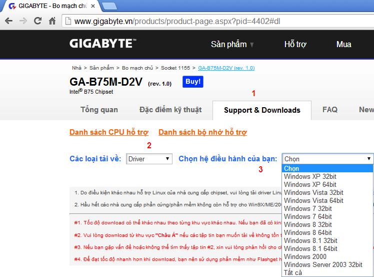 Tải driver main gigabyte