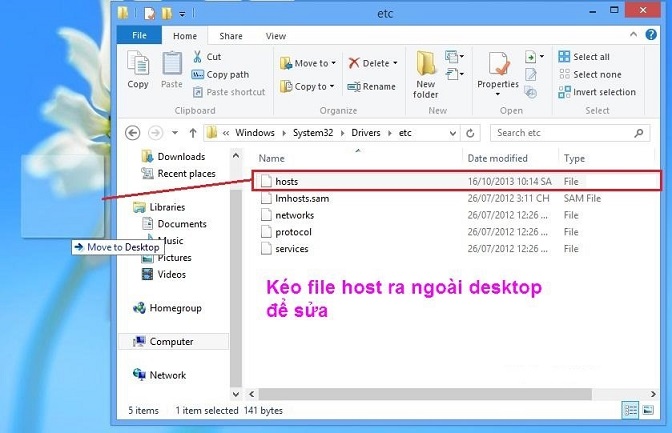 Sửa file hosts trên win 8