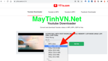 Chọn độ phân giải cần tải videos Youtube